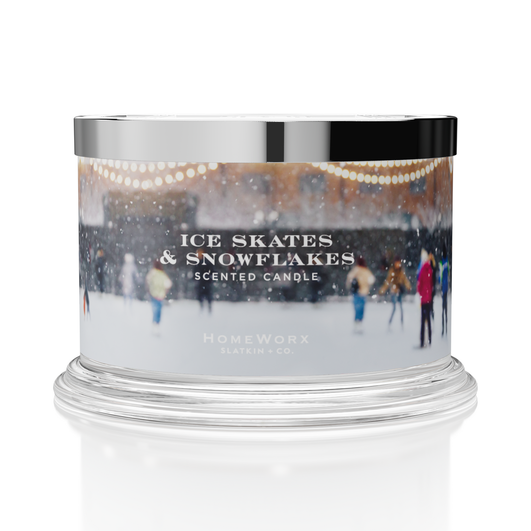 Ice Skates & Snowflakes Candle