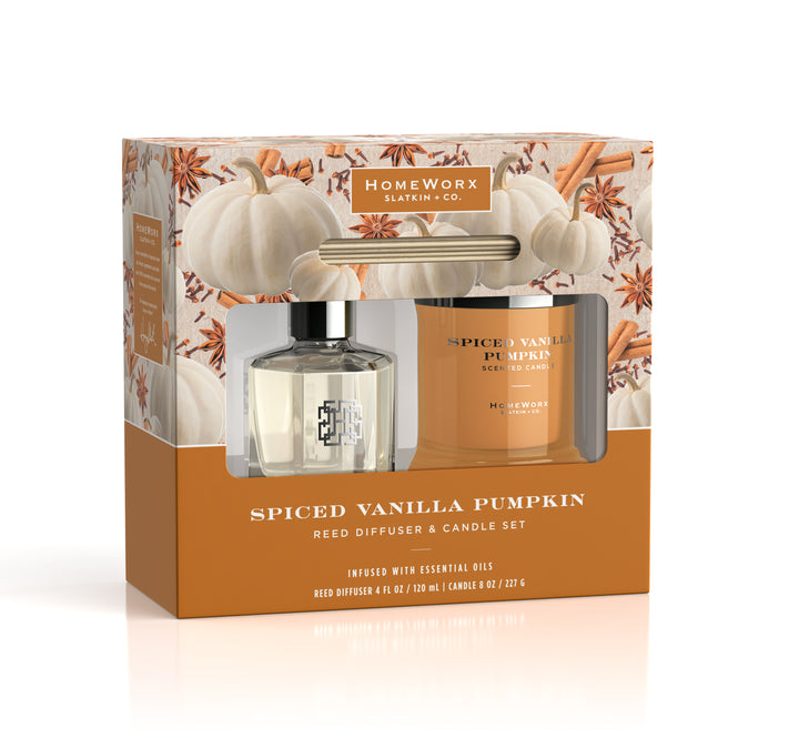 Spiced Vanilla Pumpkin Candle & Reed Diffuser Gift Set