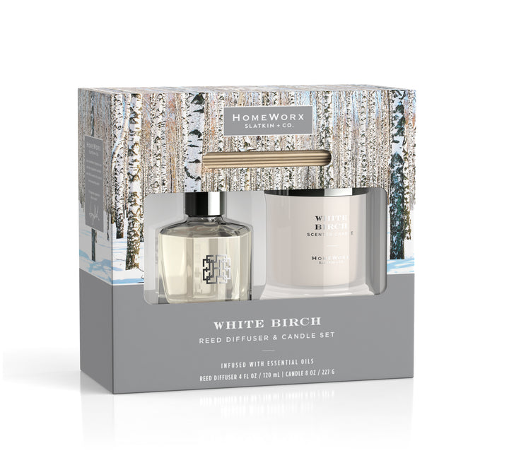 White Birch Candle & Reed Diffuser Gift Set